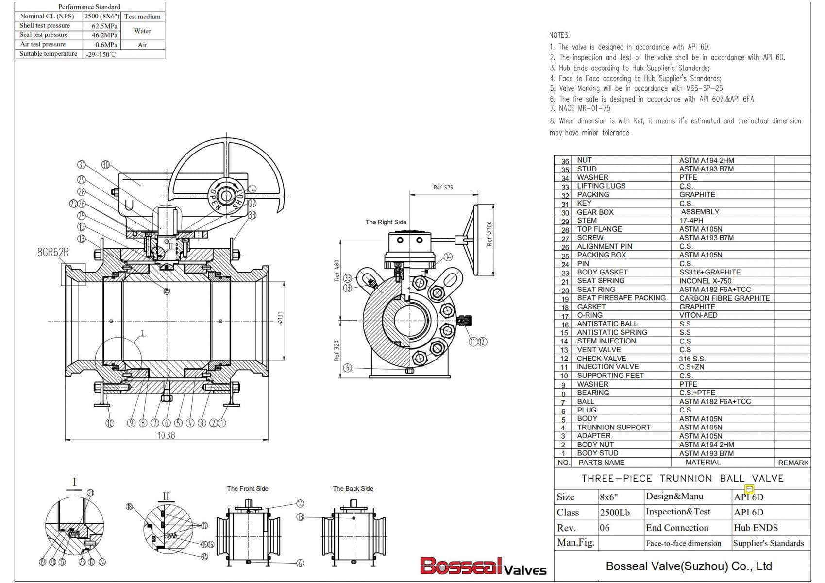 Double Block And Bleed Ball Valve, A105N, 8 Inch, 2500 LB - Bosseal